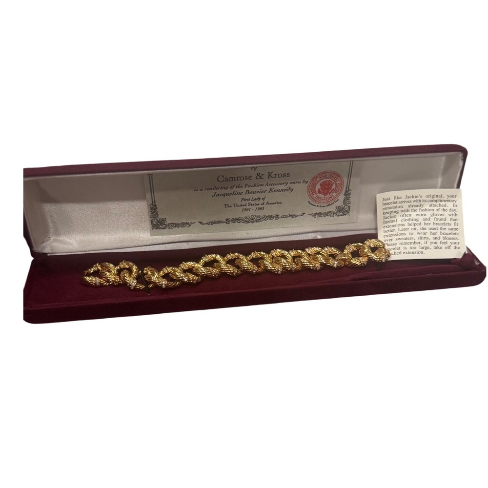 Camrose &‎ Kross JBK Jacqueline Bouvier Kennedy Gold Tone Crystal Link Bracelet